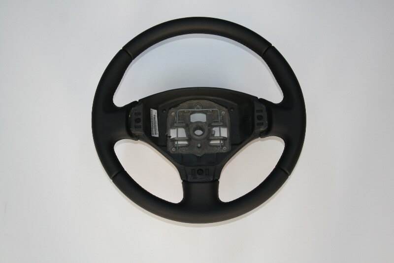 FOR PEUGEOT 308 REAL BLACK ITALIAN LEATHER STEERING WHEEL COVER GREY STITCH